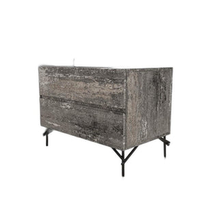 21" Gray Iron and Wood Two Drawer Nightstand