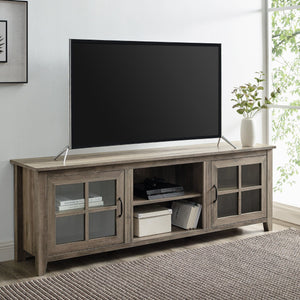 Modern Farmhouse 2 Door Glass Windowpane 70" TV Stand For 80" TVs by Couch.com