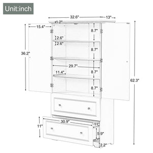 Wide Bathroom Storage Cabinet, Freestanding Storage Cabinet With Two Drawers And Adjustable Shelf, MDF Board With Painted Finish - Gray by Couch.com