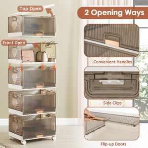 3/4/5/6-Cube Stackable Storage Bins with Detachable Wheels-6 Cube