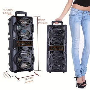 Portable Bluetooth Speaker with Subwoofer Bass, Dual 6.5" LED Woofers and Microphone