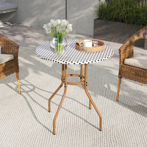 27.5 inch Outdoor Bistro Table with Heavy Duty Metal Frame and Adjustable Foot Pads-white