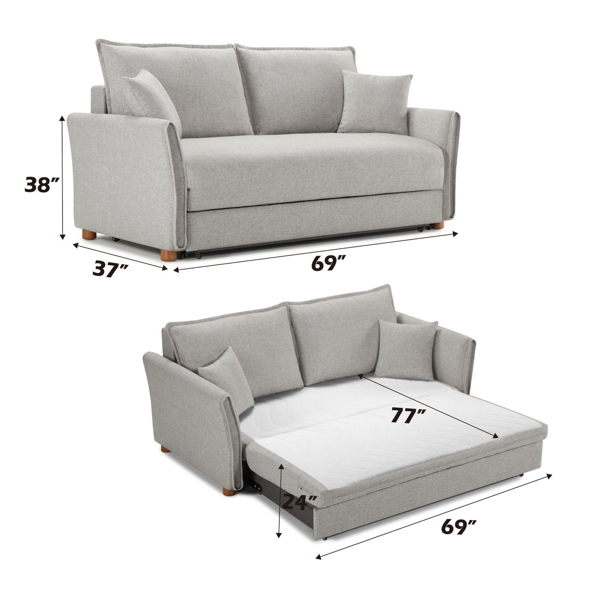 Oren Chenille Sleeper Sectional Sofa With Storage - Gray