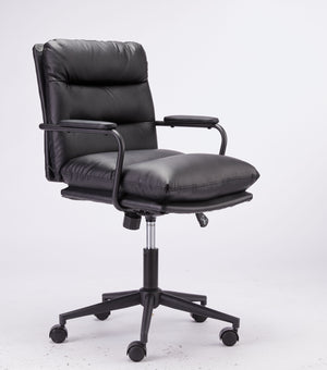 Couch.com Office Chair Mid Back Desk Chair Modern Excutive Office Chair With Arms And Wheels For Home Office Black, Durable Design, Faux Leather Construction, Black Finish by Couch.com