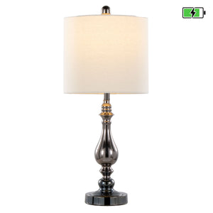 Montgomery - Contemporary Table Lamp Built In USB Port (Set of 2) - Gun / White by Couch.com