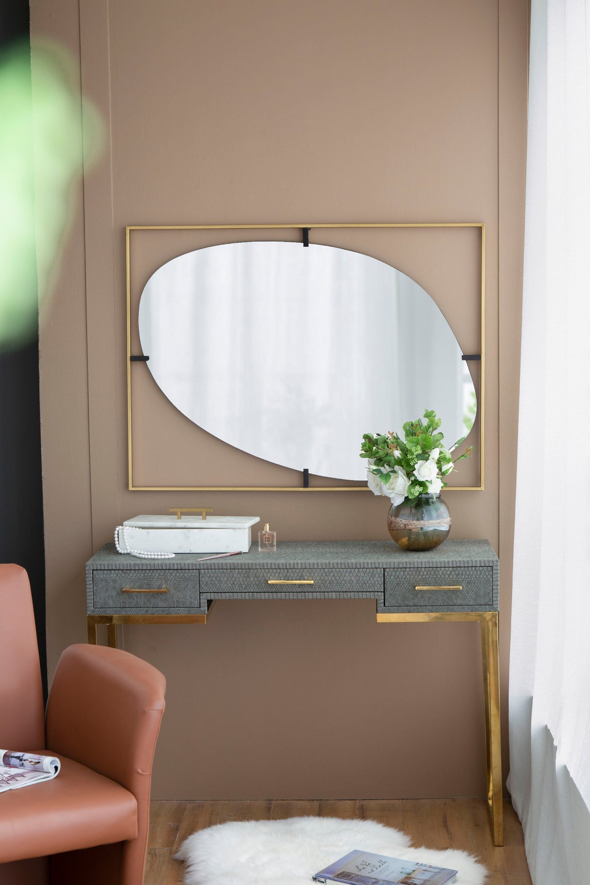 Poppy Mirror With Metal Frame Contemporary Design For Bathroom, Entryway Wall Decor by Couch.com