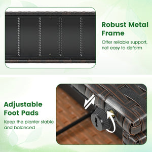 49 Inch Raised Garden Bed with Trellis and Wicker Planter Box-Brown