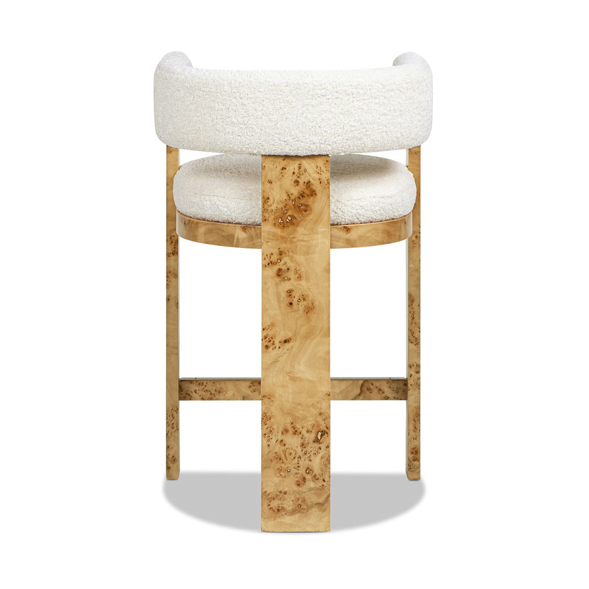 Vavona - Burl Upholstered Barrel Back Counter Height Bar Stool - Polar Off White by Couch.com