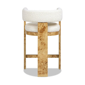 Vavona - Burl Upholstered Barrel Back Counter Height Bar Stool - Polar Off White by Couch.com
