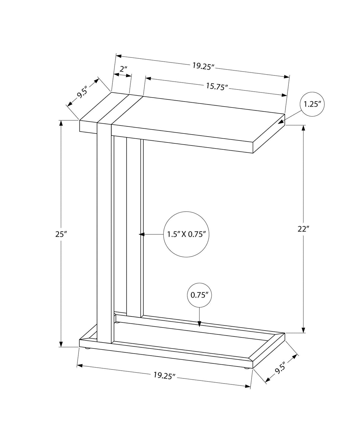 Accent Table, C - Shaped, Contemporary & Modern Stylish Design