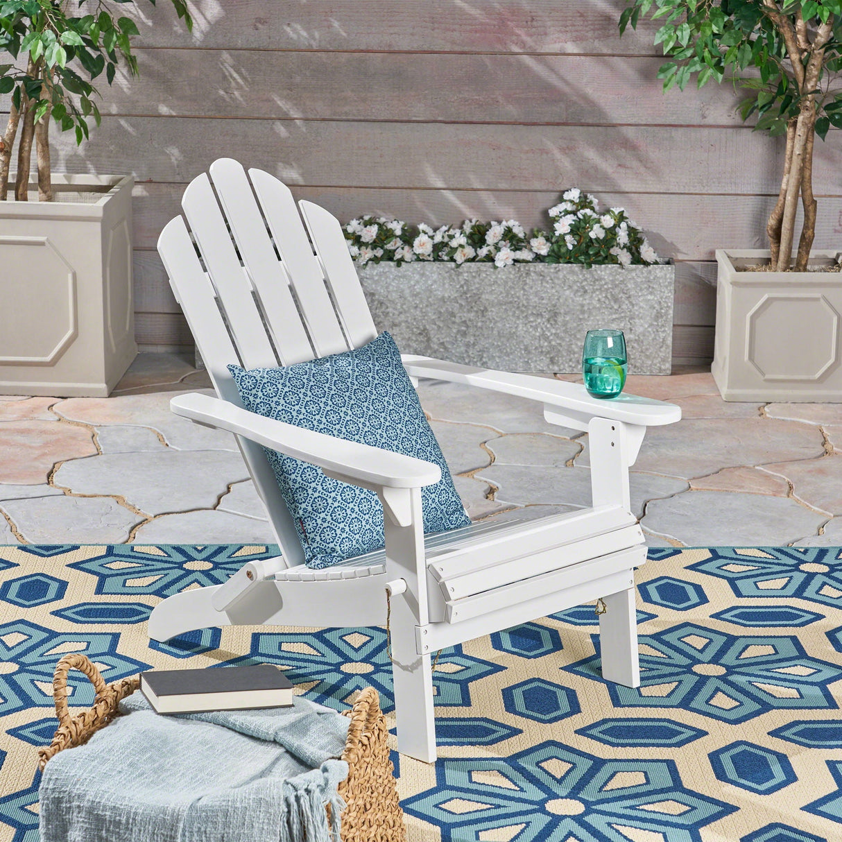 Aurascape Outdoor Acacia Wood Foldable Adirondack Chair