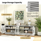 4-Door TV Stand for TVs up to 75" Media Console Table with Adjustable Shelves-Oak