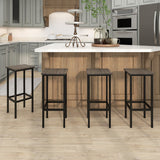 Set of 4 Bar Stool Set 26" Bar Chair with Metal Legs and Footrest-Gray