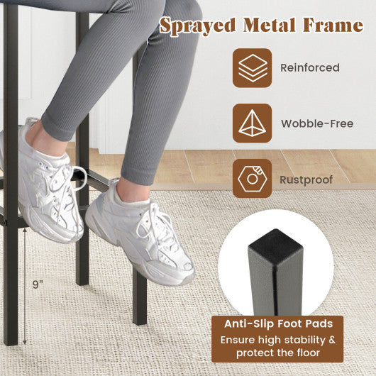 Set of 4 Bar Stool Set 26" Bar Chair with Metal Legs and Footrest-Gray