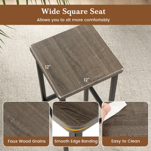 Set of 4 Bar Stool Set 26" Bar Chair with Metal Legs and Footrest-Gray