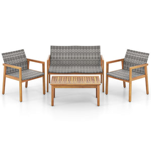 4-Piece Patio Furniture Set with Loveseat Single Chairs and Coffee Table