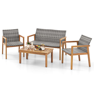 4-Piece Patio Furniture Set with Loveseat Single Chairs and Coffee Table