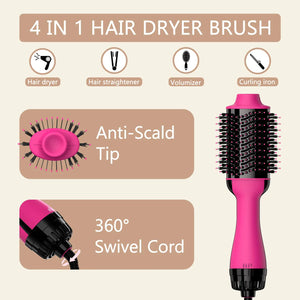 Umeely Hair Dryer Brush Blow Dryer Brush in One Upgraded 4 in 1 Hair Dryer and Styler Volumizer with Negative Ion Anti-frizz Ceramic Titanium Barrel Hot Air Brush Peach Red