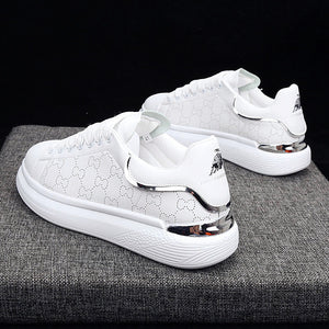 New Fashion White High Quality Women's White Thick Soled Sports Casual Couple Shoes Summer Lace-Up Trainers Gym Tennis Running Breathable High Quality Sneakers