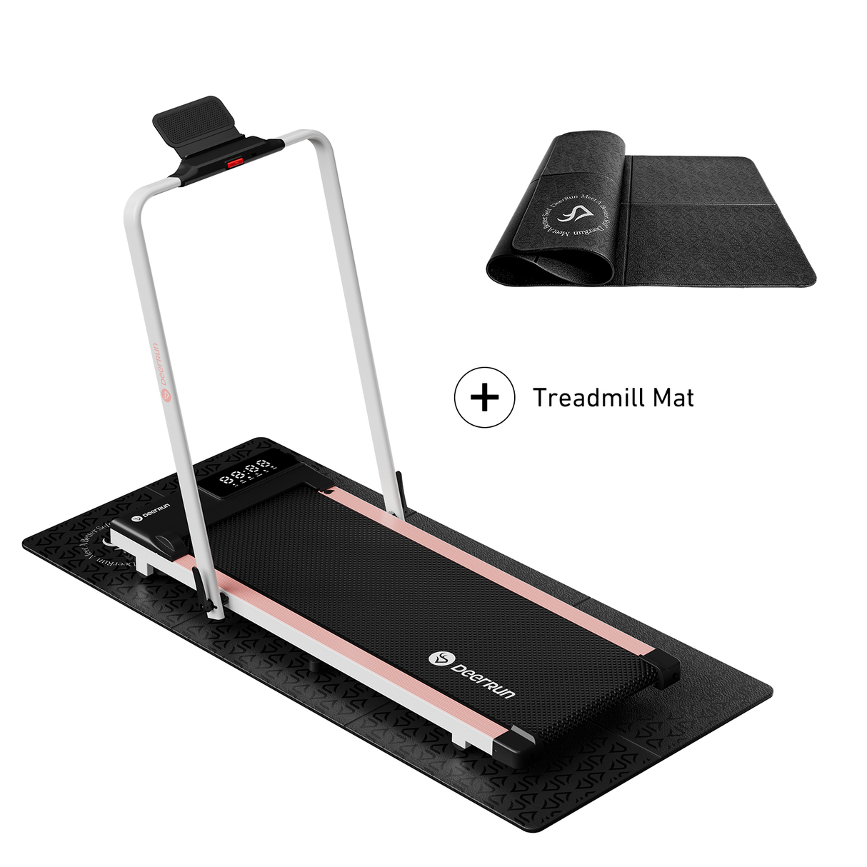 DeerRun A5 Pro Smart 2 in 1 Folding Treadmill Pink with Handrail, 300Lbs