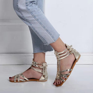 Women's Sandals Summer Shoes Leather Sandals Flats Summer Woman Beach Sandals Arch Support Casual Comfort Retro Slip On Summer Sandal Ladies Casual Beach Flats