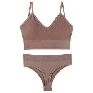 Women Seamless Bra Top Fitness Swimwear Push Up Exercise Bikini For Women 2 Pieces Ribbed Seamless Yoga Bikini Sets Sports Bra And Underwear Set 2 Piece High Waist Summer Bikini