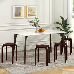 Set of 4 18 Inch Wood Home Backless Dining Chairs-Natural