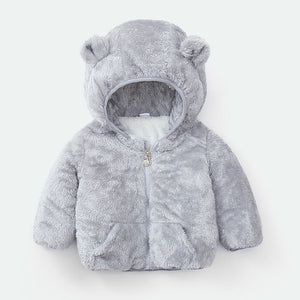 Modern Winter Fleece Children's Sweater Boys and Girls Hoodie Jacket Warm Baby Coat  With Bear Ears