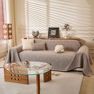 Natural Textured Linen Couch Cover, Breathable & Hypoallergenic Furniture Protector