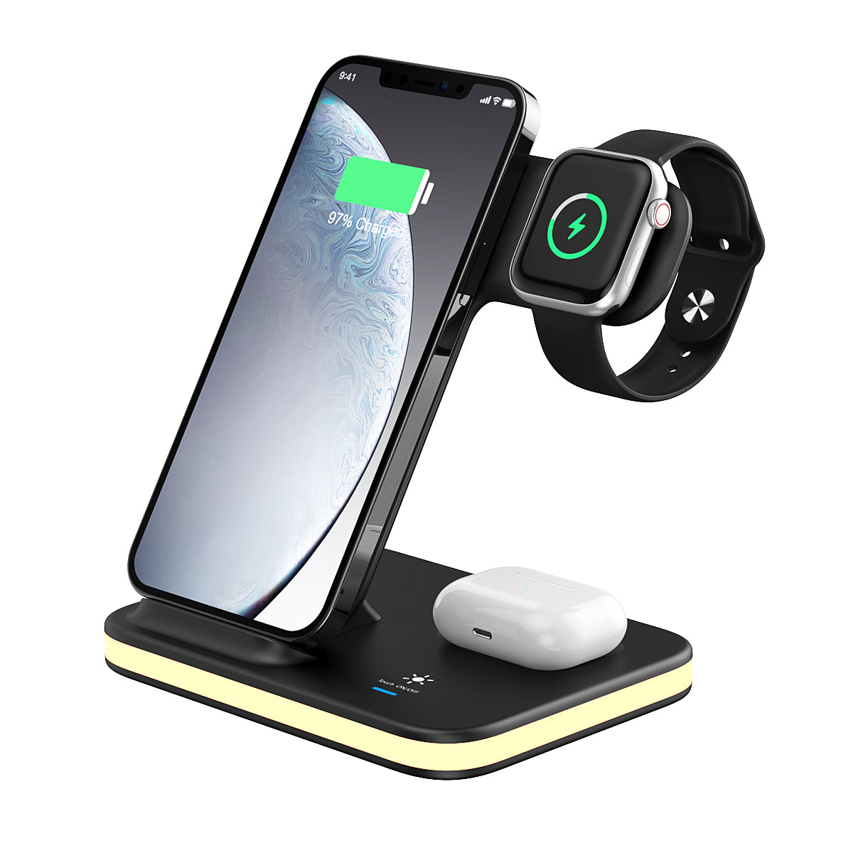4-in-1 Wireless Charging Stand with Night Light by Infinite Basics