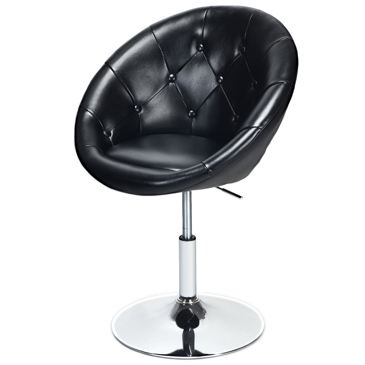 1 Piece Modern Adjustable Swivel Round PU Leather Chair-Black by DirectDeals