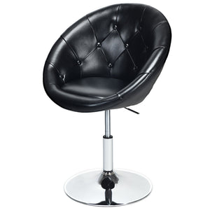 1 Piece Modern Adjustable Swivel Round PU Leather Chair-Black by DirectDeals