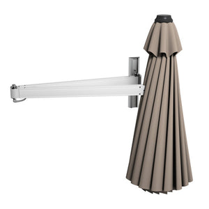 8ft Wall-Mounted Telescopic Folding Tilt Aluminum Sun Shade Umbrella-Tan