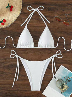 Swimwear Women Bandage Women Triangle Bathing Suits 2 Pieces Bikini Bowknot Swimsuit Bikini Set Swimwear Bikini Sets Bikinis Bathing Suit Push Up Swimsuit Summer Beachwear