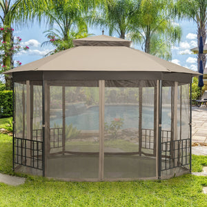10 ™x 12 ™ Octagonal Patio Gazebo-Brown