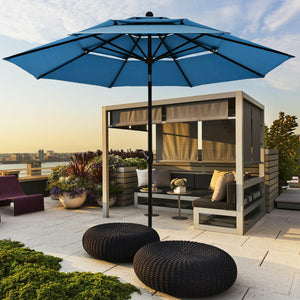 10' 3 Tier Patio Umbrella Aluminum Sunshade Shelter Double Vented without Base-Blue by DirectDeals