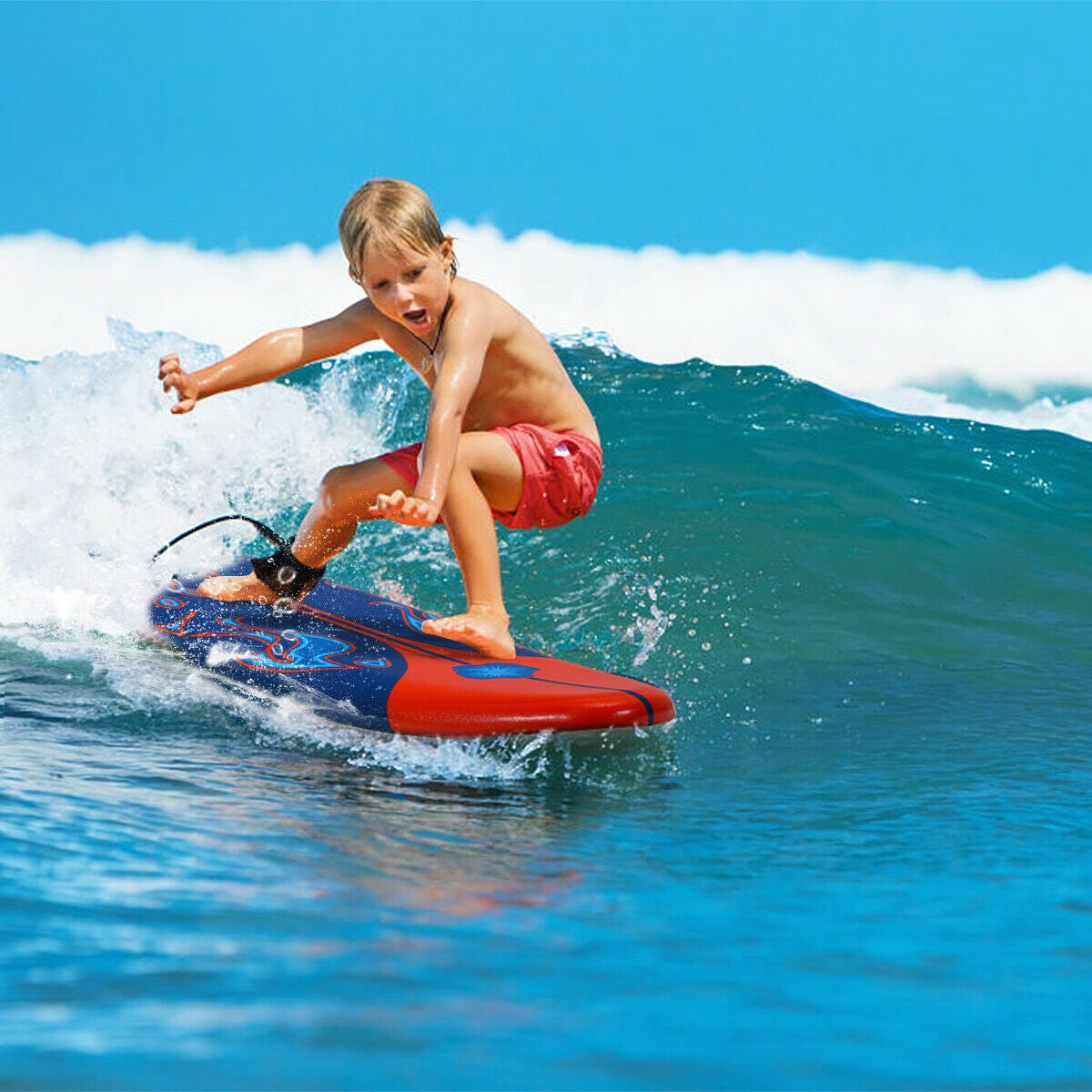 6 Feet Surfboard with 3 Detachable Fins-White