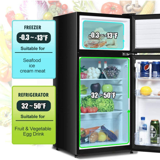 2 Doors Cold-rolled Sheet Compact Refrigerator-Black