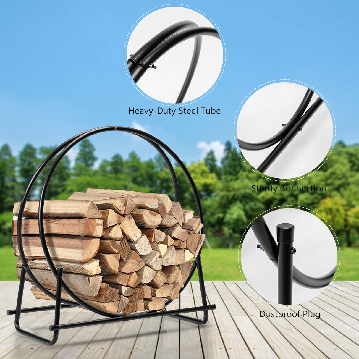 40-inch Tubular Steel Firewood Storage Rack