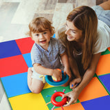 58 Inch Toddler Foam Play Mat Baby Folding Activity Floor Mat-Light Blue