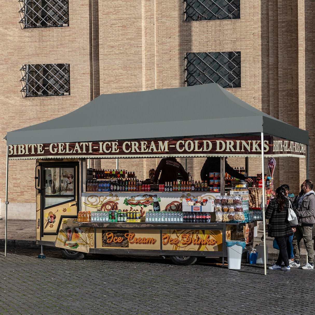 10 x 20 Feet Adjustable Folding Heavy Duty Sun Shelter with Carrying Bag-Gray by DirectDeals