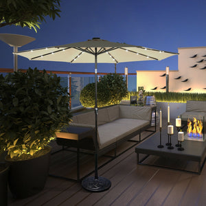 10' Solar LED Lighted Patio Market Umbrella Shade Tilt Adjustment Crank-Tan by DirectDeals