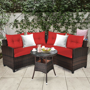 4 Pieces Furniture Patio Set Outdoor Wicker Sofa Set