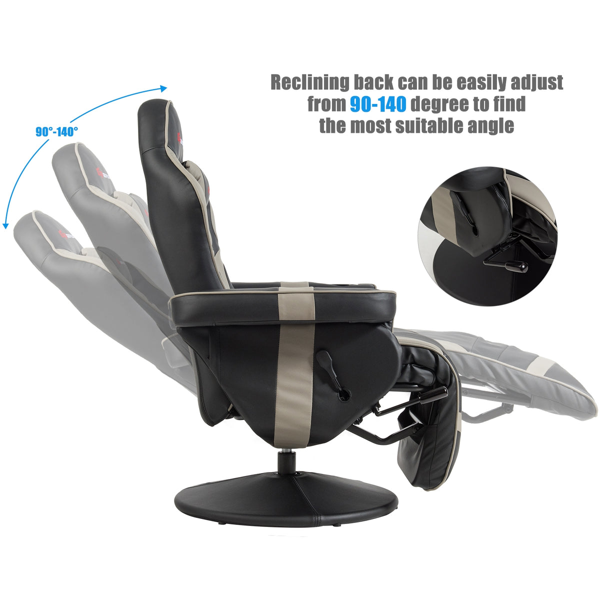 Ergonomic High Back Massage Gaming Chair with Pillow-Blue