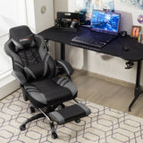 Adjustable Gaming Chair with Footrest for Home Office-Blue