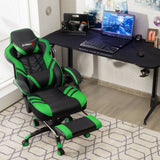 Adjustable Gaming Chair with Footrest for Home Office-Blue