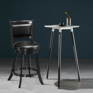 2 Pieces 24 Inch Swivel Counter Stool Dining Chair Upholstered Seat-Brown