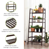 4-Tier Bamboo Plant Rack with Guardrails Stable and Space-Saving-Natural
