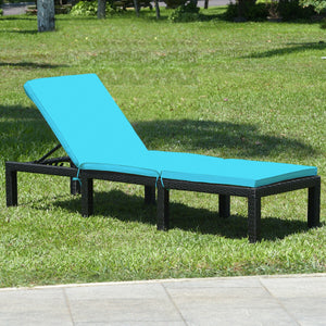 Patio Rattan Lounge Chair Chaise Couch Cushioned Height Adjustable-White