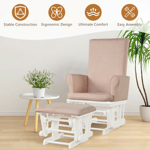 Baby Nursery Relax Rocker Rocking Chair Glider and Ottoman Cushion Set-Pink